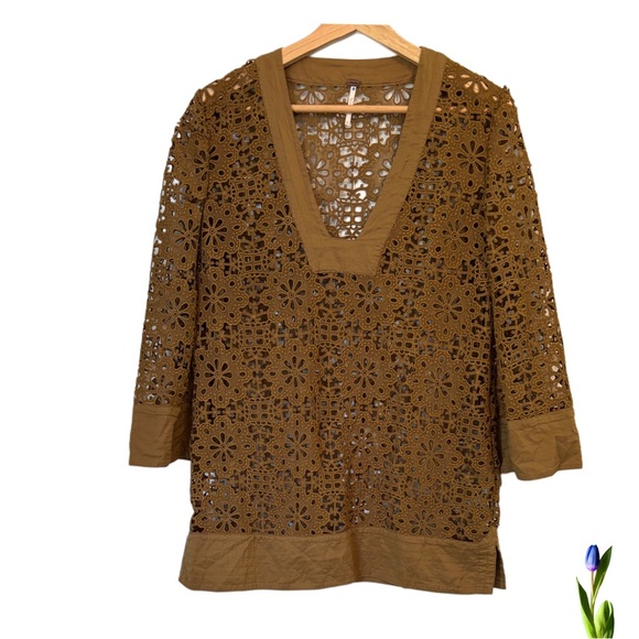 Free People olive Green  Lace Tunic with V-Neck - Picture 1 of 5